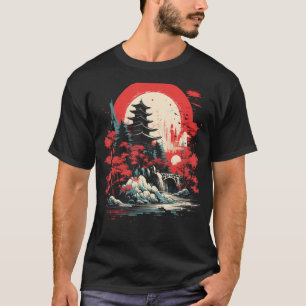 Nihonga Malerei japanischen Art Waterfall Japan Fa T-Shirt