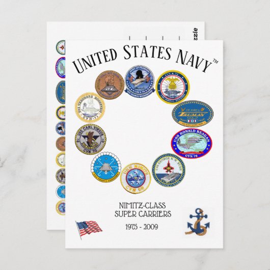 NiIMITZ CLASS SUPPER CARRIERS 1975 - 2009 Postkarte (Vorne/Hinten)