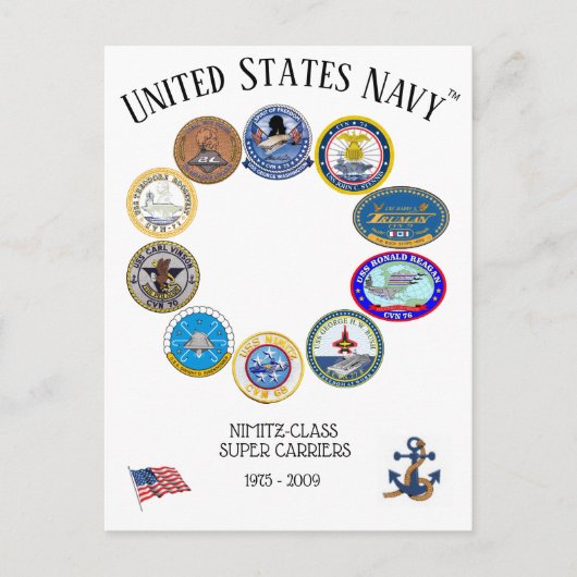 NiIMITZ CLASS SUPPER CARRIERS 1975 - 2009 Postkarte (Vorderseite)