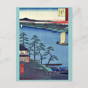 Niishuku Fähre von Andō, Hiroshige Ukiyo-e.  Postkarte