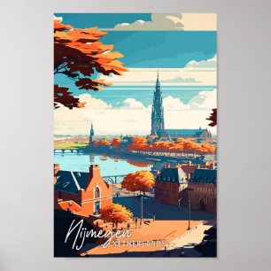 Nijmegen Niederlande Vintage Illustration Poster