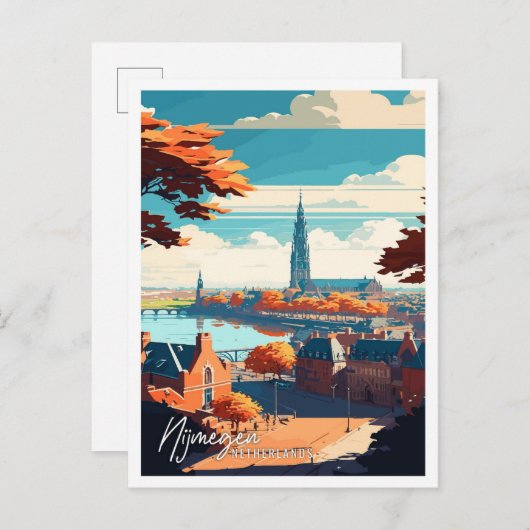 Nijmegen Niederlande Vintage Illustration Postkarte (Vorne/Hinten)