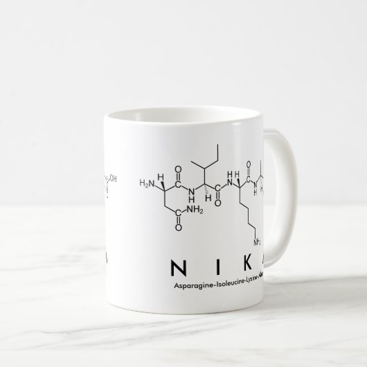 Nika Peptid-Namen-Tasse Kaffeetasse (VorderseiteRechts)