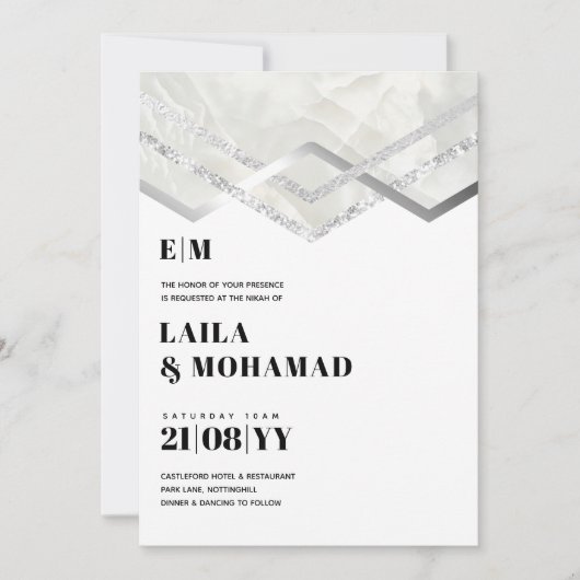 NIKAH - bUDGET mit EDDING NVITATIONS Silver Sparkl (Vorderseite)