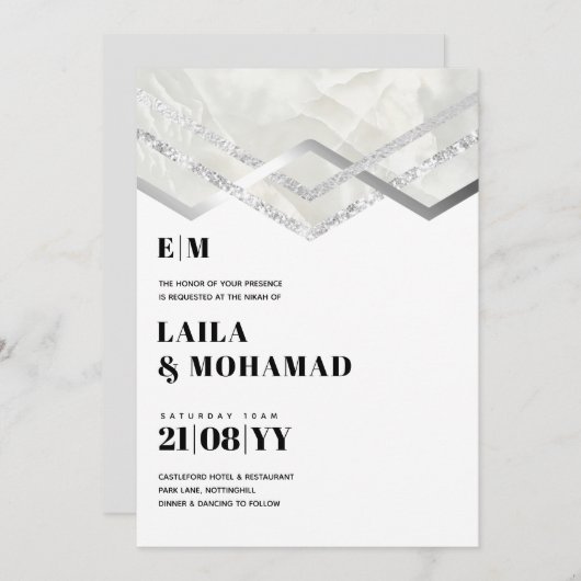 NIKAH - bUDGET mit EDDING NVITATIONS Silver Sparkl (Vorne/Hinten)
