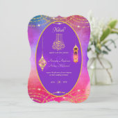 NIKAH - Einladung zur Verzierten Islamischen Lila (Stehend Vorderseite)