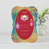 NIKAH - Einladung zur Verzierten Moschee Red Gold  (Stehend Vorderseite)