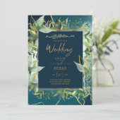 NIKAH - Einladungen für die Blaue Gold-Islamische (Stehend Vorderseite)