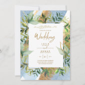 NIKAH - Einladungen für die Blaue Gold-Islamische (Vorderseite)