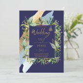 NIKAH - Einladungen für die Blaue Gold-Islamische (Stehend Vorderseite)