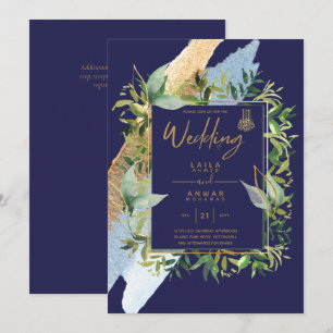 NIKAH - Einladungen für die Blaue Gold-Islamische 