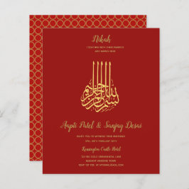 Nikah - Einladungen für die Red Gold Islamic Motif