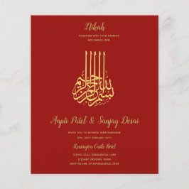 Nikah - Einladungen für die Red Gold Islamic Motif Flyer
