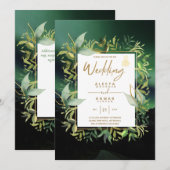 NIKAH - Emerald Green Gold ISLAMIC Wedding Einladu Einladung (Vorne/Hinten)