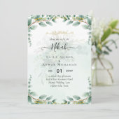 NIKAH Greenerity Wedding Einladungen Modern Gold (Stehend Vorderseite)
