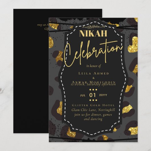 NIKAH Islamic Bismillah Wedding Einladungen Hausha (Vorne/Hinten)