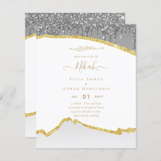 NIKAH Islamic Bismillah Wedding Einladungen Hausha (Vorne/Hinten)