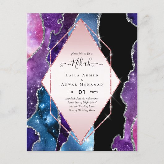 Nikah Islamic Wedding Einladungen - Glittery Gold Flyer (Vorne)