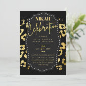 NIKAH - Modern Gold Glitzer BUDGET WEDING Invites Einladung (Stehend Vorderseite)