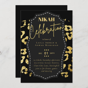 NIKAH - Modern Gold Glitzer BUDGET WEDING Invites Einladung