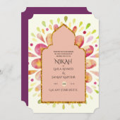 NIKAH - Modern Mandala Berry Gold Wedding Invitati Einladung (Vorne/Hinten)