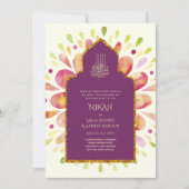 NIKAH - Modern Mandala Berry Gold Wedding Invitati Einladung (Vorderseite)
