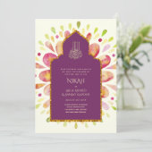 NIKAH - Modern Mandala Berry Gold Wedding Invitati Einladung (Stehend Vorderseite)