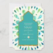 NIKAH - Moderne Mandala Turquoise Gold Wedding Einladung (Vorderseite)