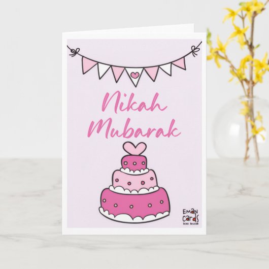 Nikah Mubarak Kuchen Karte (Gelbe Blume)