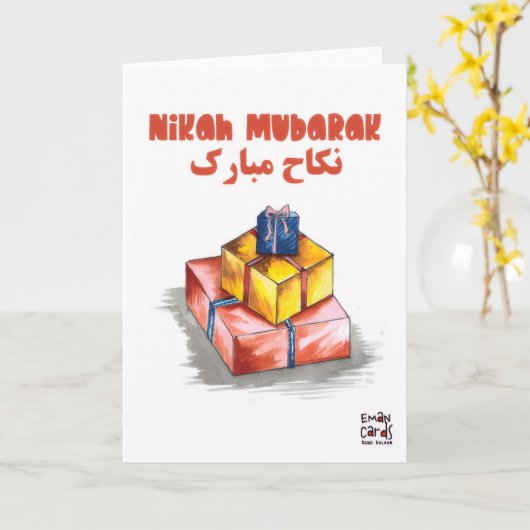 Nikah Mubarak with Sweets Karte (Gelbe Blume)