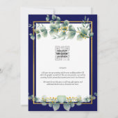 NIKAH NAVY BLUE GOLD Greenerie Eukalyptus Wedding Einladung (Rückseite)