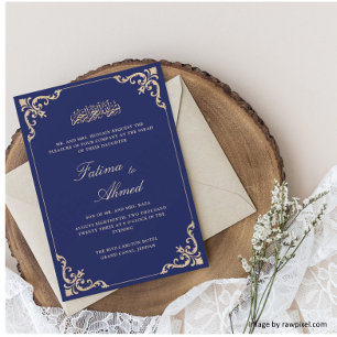 Nikah Navy Blue Islamische Hochzeit Einladung