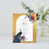 NIKAH Peacock Floral Gold Frame Islamic Wedding Fl (Stehend Vorderseite)