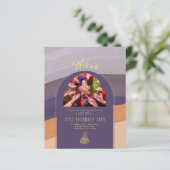 NIKAH Plum Gold FOTO Hochzeit Einladung (Stehend Vorderseite)