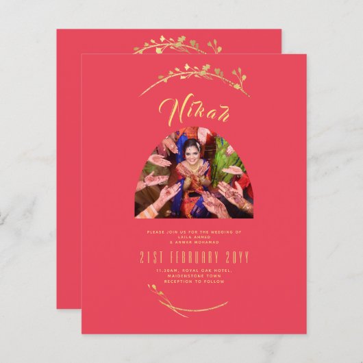 NIKAH Red Gold Foto Wedding Verlobung (Vorne/Hinten)