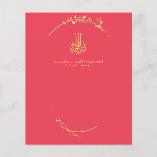 NIKAH Red Gold Foto Wedding Verlobung Flyer (Hinten)