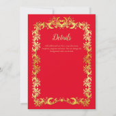 Nikah Red Gold Islamic Motif Wedding Einladung (Rückseite)