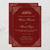 Nikah Red Gold Islamische Hochzeit Einladung (Vorne/Hinten)