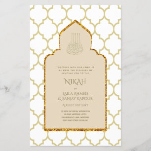 NIKAH - Verzierte Islamische Moschee Goldene Hochz Flyer