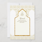 NIKAH - Verzierte islamische Moschee-Goldhochzeit Einladung (Rückseite)