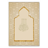 NIKAH - Verzierte islamische Moschee-Goldhochzeit Tischnummer (Rückseite)