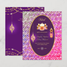 NIKAH - Verzierte Moschee - Lila Hochzeitseinladun
