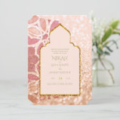 NIKAH - Verzierte Rosegold Pink Gold Wedding Einladung (Stehend Vorderseite)