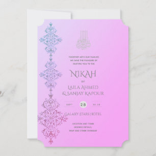 NIKAH - Verzierter islamischer Goldblush Pink Wedd Einladung