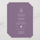 NIKAH - Verzierter islamischer Goldblush Pink Wedd Einladung (Vorne/Hinten)