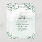 Nikah Walima GREENERY WEDING INVITATION Islamische (Vorne/Hinten)