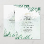Nikah Walima GREENERY WEDING INVITATION Islamische (Vorne/Hinten)