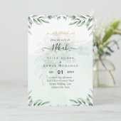 Nikah Walima GREENERY WEDING INVITATION Islamische Einladung (Stehend Vorderseite)