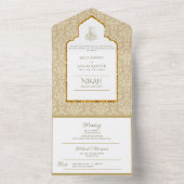 NIKAH WALLIMAH Gold Damask All In One Einladung (Innen Boden)