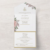 NIKAH WALLIMAH Gold Floral All in One Einladung (Innen Boden)